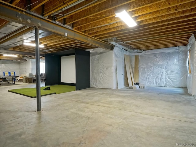 view of unfinished basement