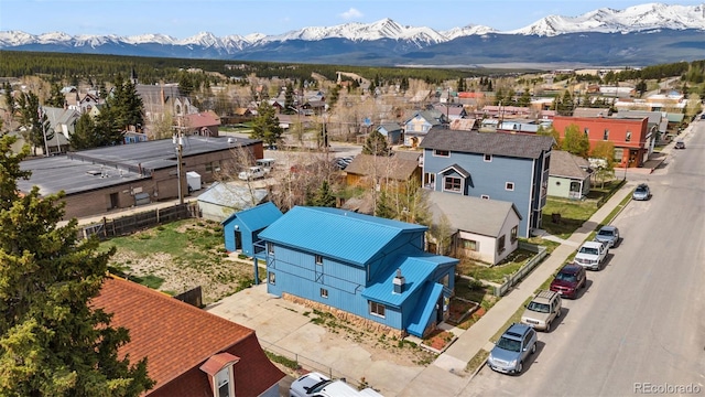 birds eye view of property with a mountain view