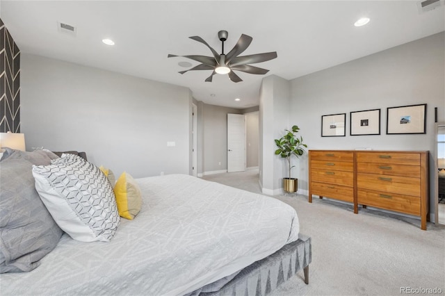16371 Jones Mountain Way, Broomfield, CO 80023 - bedroom with light colored carpet, recessed lighting, baseboards, and ceiling fan