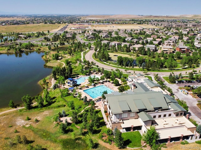 16371 Jones Mountain Way, Broomfield, CO 80023 - aerial perspective of suburban area with a nearby body of water and a pool