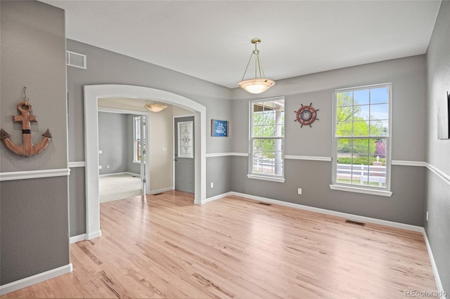 empty room featuring light hardwood / wood-style floors