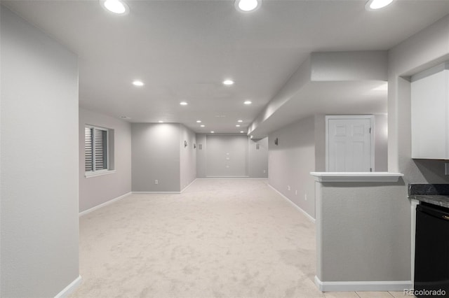 664 Clarendon Dr, Longmont, CO 80504 - basement with recessed lighting and light carpet