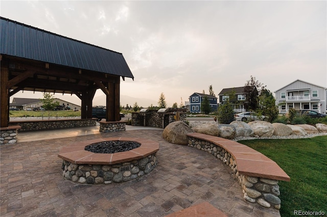 242 Weathervane Ln, Buena Vista, CO 81211 - view of patio featuring a gazebo and an outdoor fire pit