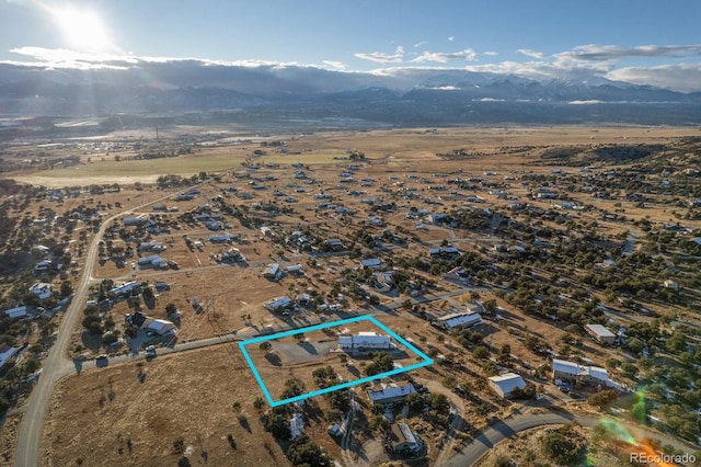 aerial view with a mountain view