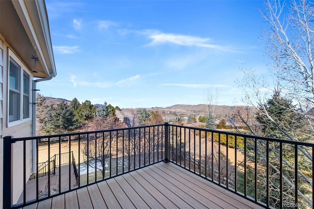 deck with a mountain view