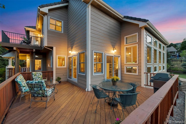 view of deck at dusk