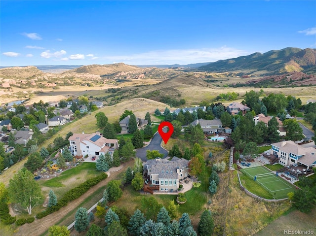 aerial view with a mountain view