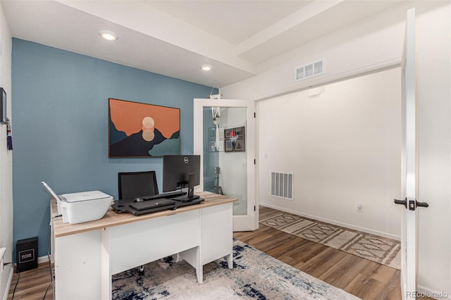 4104 N Picadilly Ct, Aurora, CO 80019 - office with wood finished floors and recessed lighting