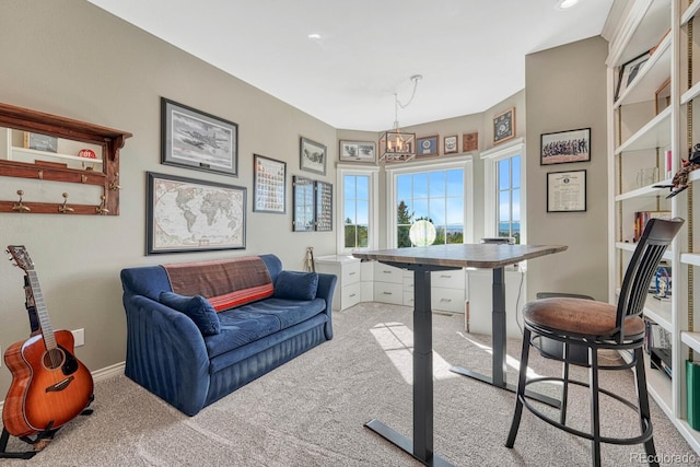 home office with carpet and baseboards