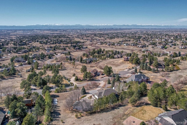 bird's eye view with a residential view and a mountain view