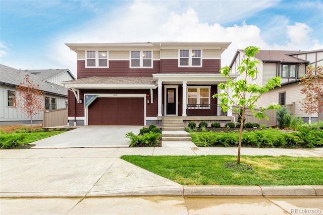 1826 Hickory Ave, Erie, CO 80516 - view of front facade featuring an attached garage, covered porch, and concrete driveway