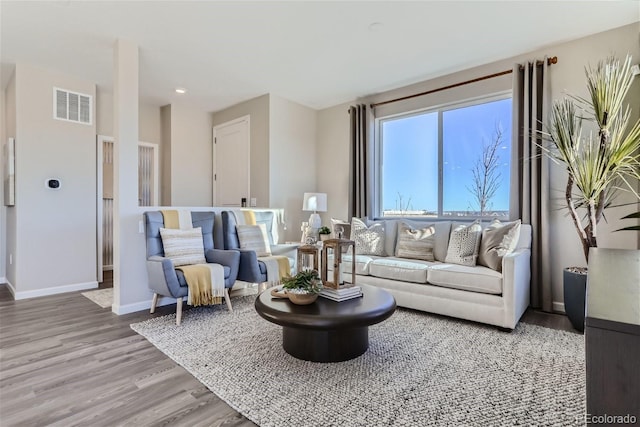 living room featuring hardwood / wood-style floors