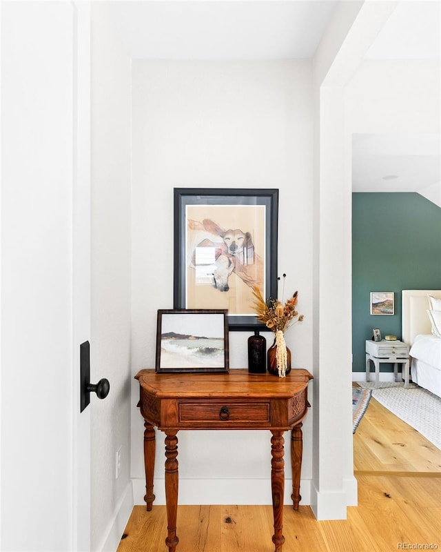 detailed view of wood finished floors and baseboards