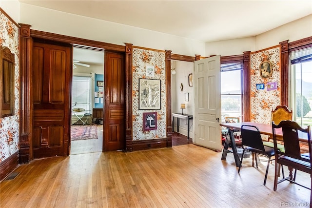 1601 San Pedro Ave, Trinidad, CO 81082 - office space featuring visible vents, baseboards, wallpapered walls, and light wood-style floors