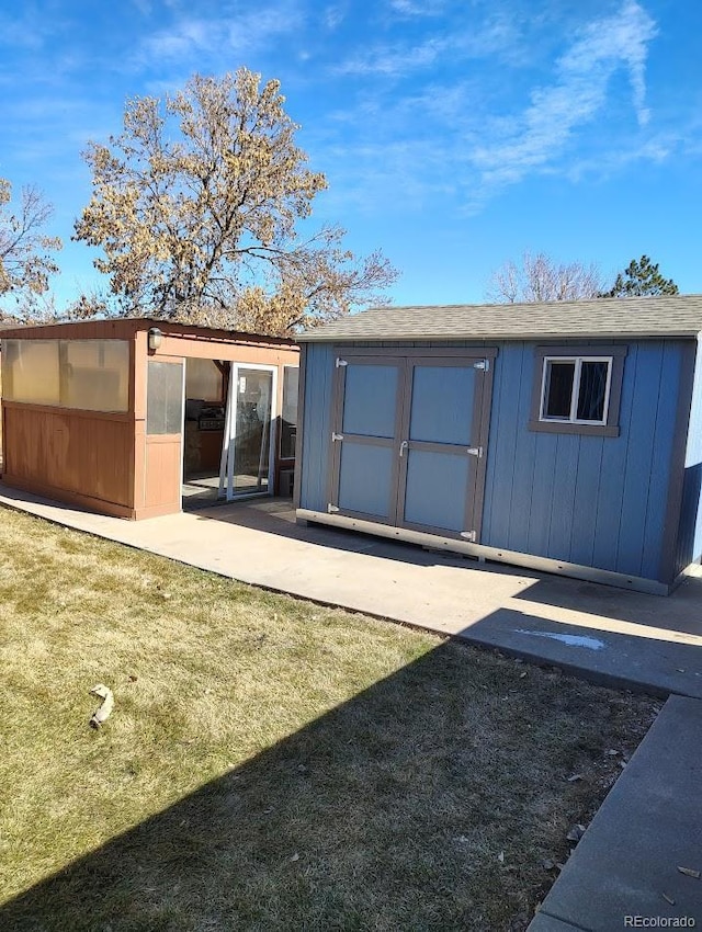 view of shed