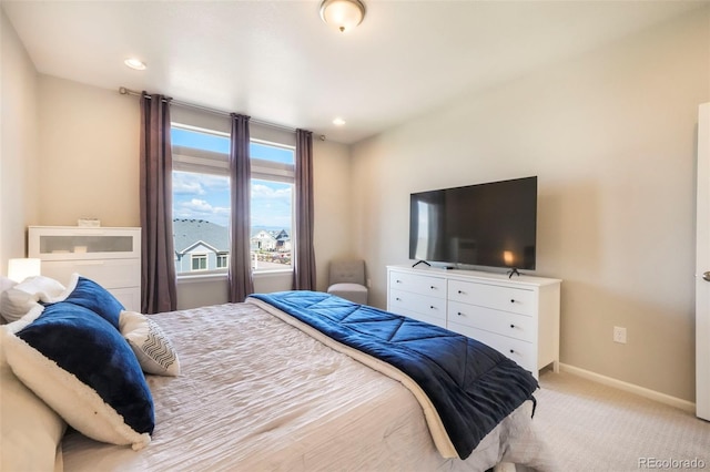 6362 Lythmore Grv, Colorado Springs, CO 80927 - bedroom featuring baseboards, light carpet, and recessed lighting