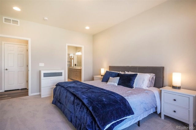 6362 Lythmore Grv, Colorado Springs, CO 80927 - carpeted bedroom with recessed lighting, ensuite bathroom, and baseboards