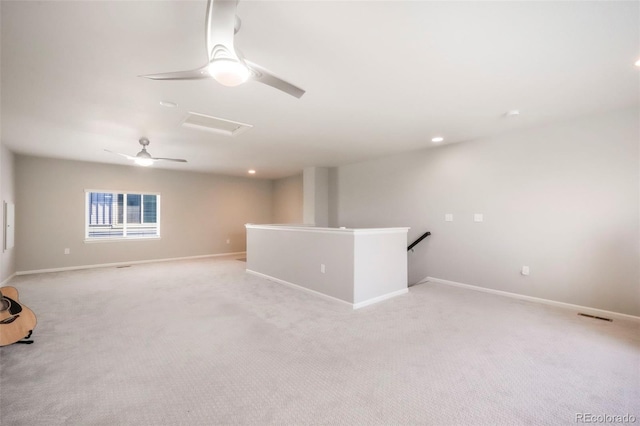 6362 Lythmore Grv, Colorado Springs, CO 80927 - unfurnished room featuring light carpet, baseboards, a ceiling fan, attic access, and recessed lighting