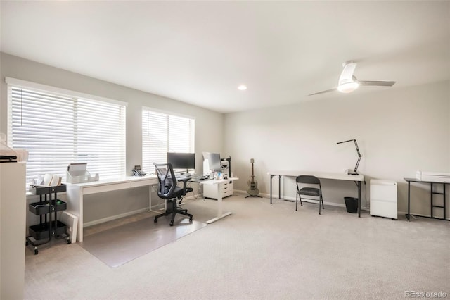 6362 Lythmore Grv, Colorado Springs, CO 80927 - office area with carpet flooring, ceiling fan, and baseboards
