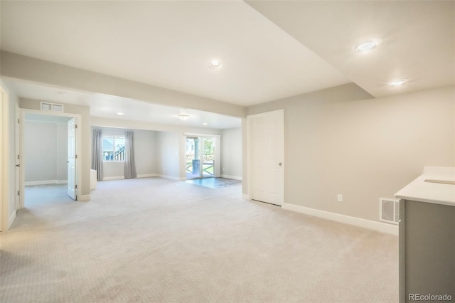 6362 Lythmore Grv, Colorado Springs, CO 80927 - below grade area with baseboards, light colored carpet, and recessed lighting