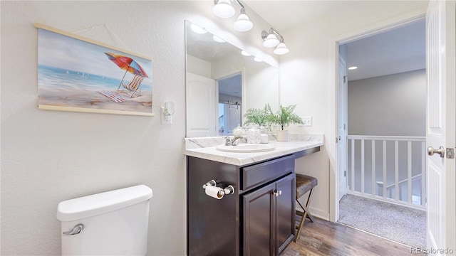10016 Hough Pt, Parker, CO 80134 - bathroom with vanity, wood finished floors, and toilet