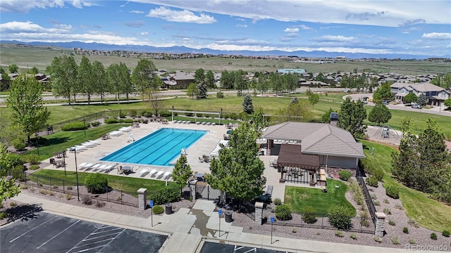 10016 Hough Pt, Parker, CO 80134 - bird's eye view of a pool area and a mountain backdrop