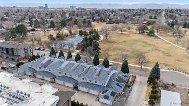 bird's eye view featuring a mountain view and a residential view