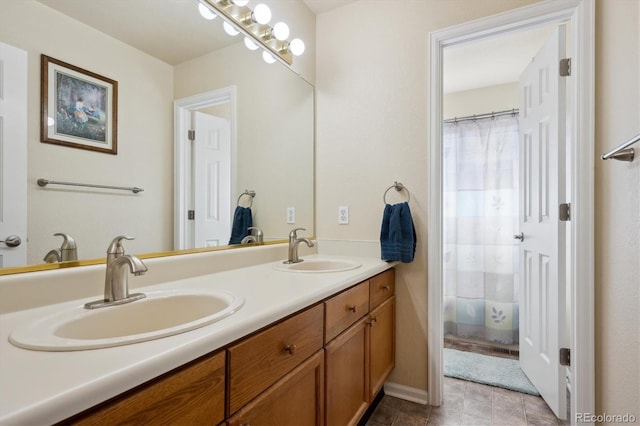 bathroom featuring vanity and tile patterned floors