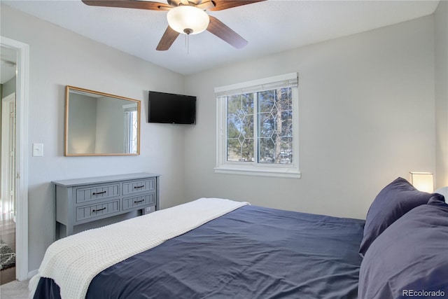 bedroom featuring ceiling fan