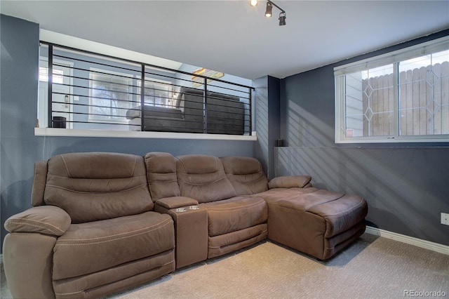 view of carpeted home theater