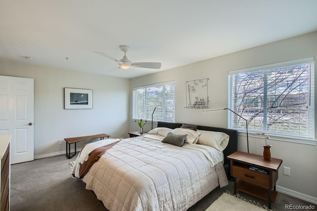 3228 47th, Boulder, CO 80301 - bedroom featuring carpet floors, baseboards, and a ceiling fan