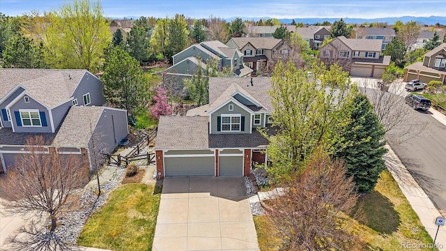 drone / aerial view with a residential view