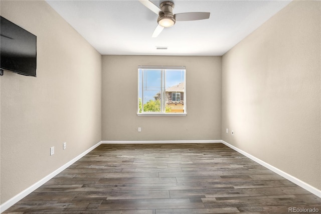847 E 98th Ave Unit 1806, Thornton, CO 80229 - unfurnished room with ceiling fan, dark wood-style floors, and baseboards