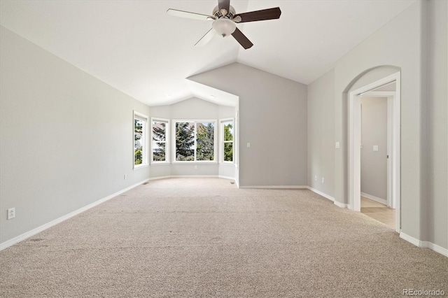 3901 Stonegrass Pt, Broomfield, CO 80023 - unfurnished room with ceiling fan, carpet floors, and lofted ceiling