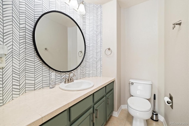 3901 Stonegrass Pt, Broomfield, CO 80023 - bathroom featuring wallpapered walls, vanity, and tile patterned flooring