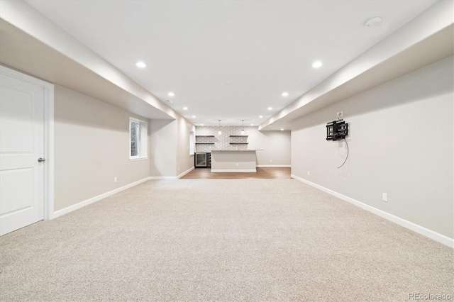 3901 Stonegrass Pt, Broomfield, CO 80023 - finished below grade area featuring light carpet and recessed lighting