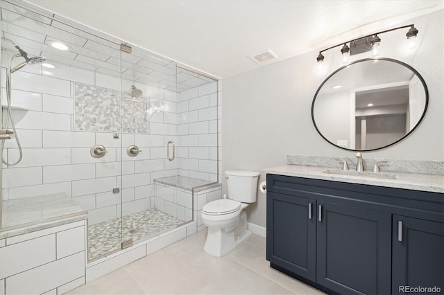 3901 Stonegrass Pt, Broomfield, CO 80023 - full bathroom with a stall shower, tile patterned flooring, and vanity