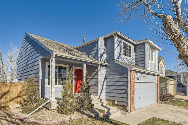 view of front of property featuring a garage