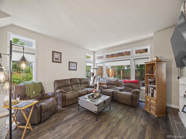 6432 S Robb Ct, Littleton, CO 80127 - living room featuring dark wood-type flooring and baseboards