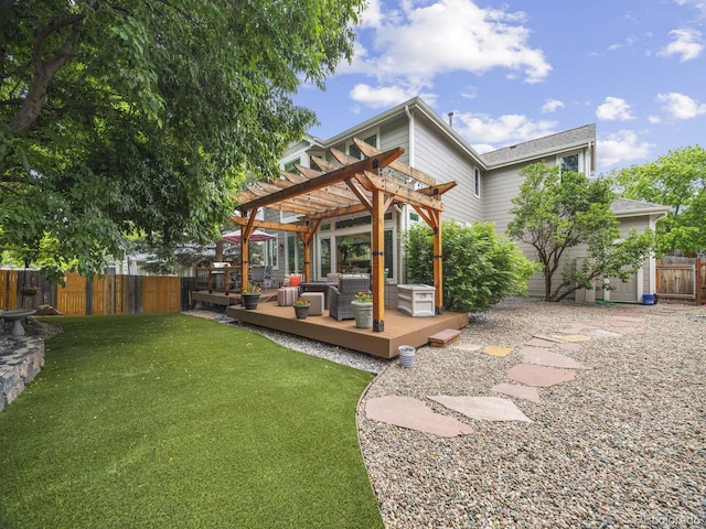 6432 S Robb Ct, Littleton, CO 80127 - view of yard with a pergola, a deck, and an outdoor living space