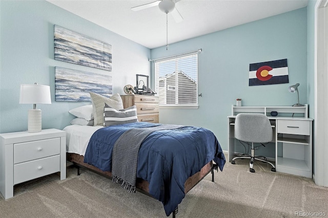 3543 Foxridge Trl, Highlands Ranch, CO 80126 - bedroom featuring carpet, an office area, and a ceiling fan
