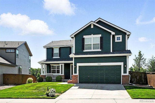 3543 Foxridge Trl, Highlands Ranch, CO 80126 - view of front of house featuring a porch, driveway, brick siding, and a garage