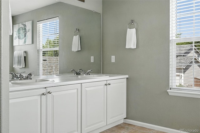 3543 Foxridge Trl, Highlands Ranch, CO 80126 - full bathroom with double vanity, plenty of natural light, and tile patterned floors