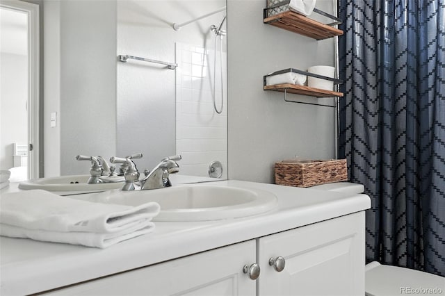 3543 Foxridge Trl, Highlands Ranch, CO 80126 - bathroom with a shower with shower curtain and vanity