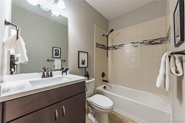 638 W 175th Ave, Broomfield, CO 80023 - bathroom with vanity,  shower combination, a textured wall, and tile patterned floors