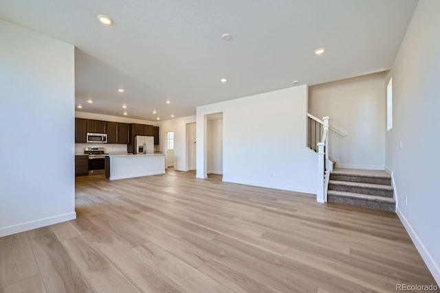 unfurnished living room featuring light hardwood / wood-style floors