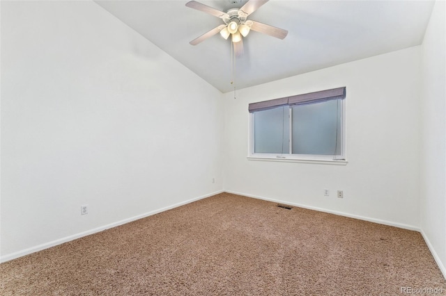 4195 W 111th Cir, Westminster, CO 80031 - carpeted empty room featuring lofted ceiling, baseboards, and a ceiling fan