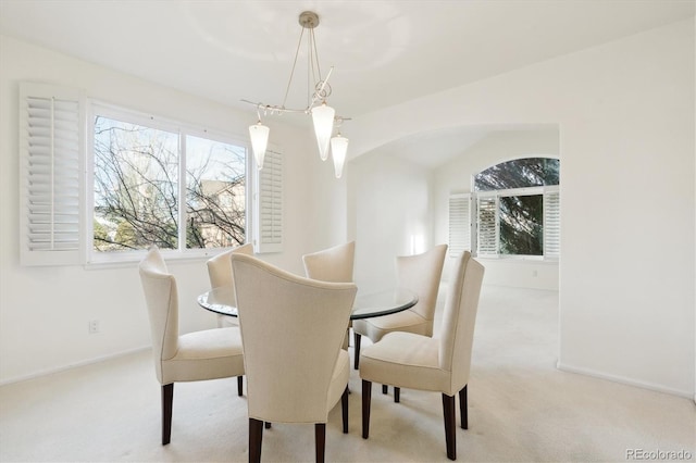 view of carpeted dining room