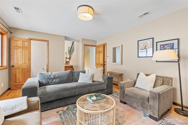 living room featuring light hardwood / wood-style floors