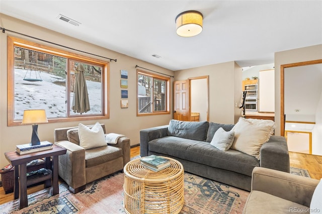 living room featuring light wood-type flooring